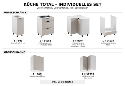 Total küchenzeile tlg - küchenzeile, 10-tlg