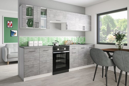 Küchenzeile 260 leco beton - küchenzeile,